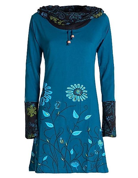 Vishes Jerseykleid Blumen-Kleid Langarm-Shirtkleid Schal-Kleid Baumwollklei günstig online kaufen
