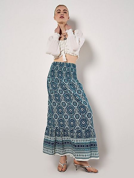 Apricot Maxirock Gesmokter Sommerrock mit Batikdruck günstig online kaufen