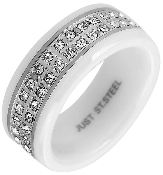JUST WATCH Fingerring Perette Edelstahl weiß Damen, Damen Ring günstig online kaufen