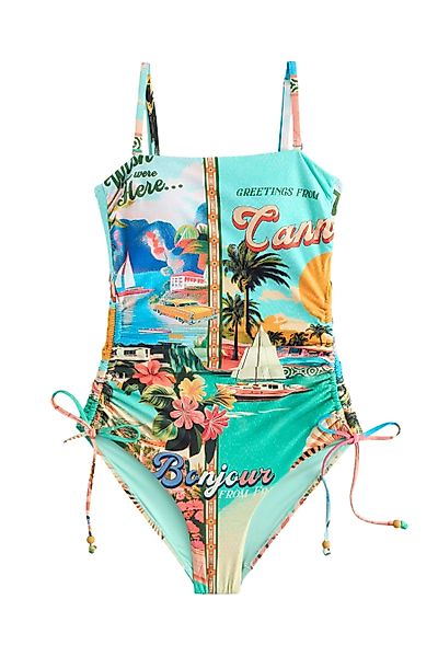 Next Badeanzug Bauchformender Bandeau-Badeanzug mit Beinrüschen günstig online kaufen
