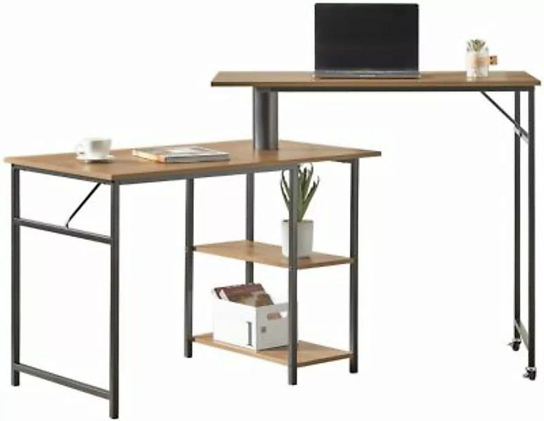 SoBuy® Schreibtisch mit 2 Ablagen 360 Grad drehbarer Bartisch Computertisch günstig online kaufen