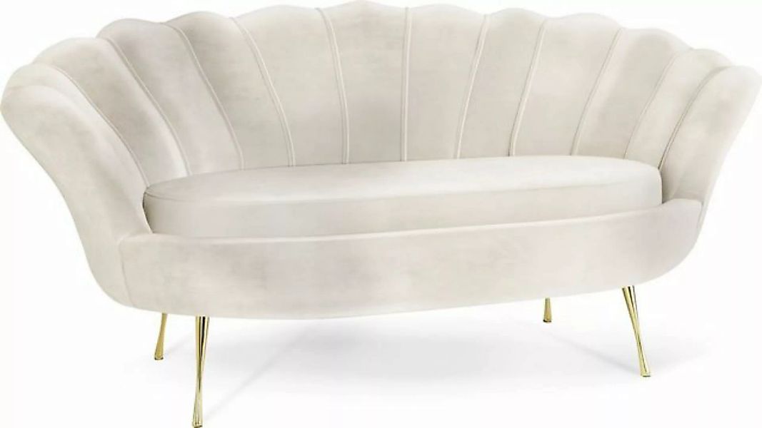 WFL GROUP Sofa Muschel, Samt 2-Sitzer Couch mit Golden oder Silber Metallbe günstig online kaufen