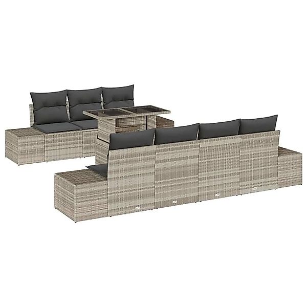 vidaXL Sofa Set mit Kissen 8-Tlg Hellgrau Poly-Rattan 3349128 günstig online kaufen