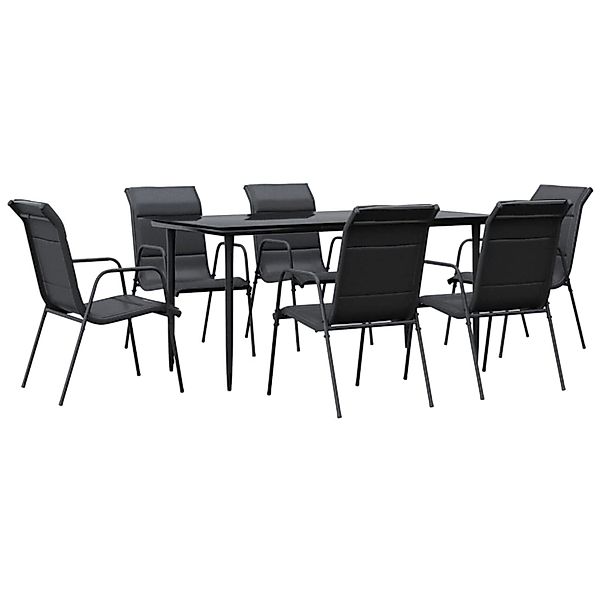 vidaXL 7-Tlg Garten-Essgruppe Schwarz Stahl und Textilene 3200707 günstig online kaufen