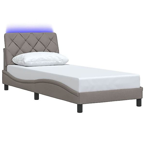 vidaXL Bett Bettgestell mit LED ohne Matratze Taupe 90x200 cm Stoff günstig online kaufen