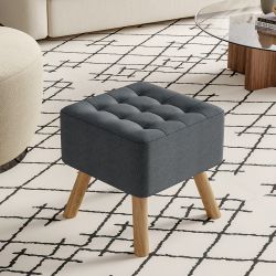 LIVINGANDHOME Sitzhocker Quadratischer Polsterhocker mit Eichenholzbeine, günstig online kaufen
