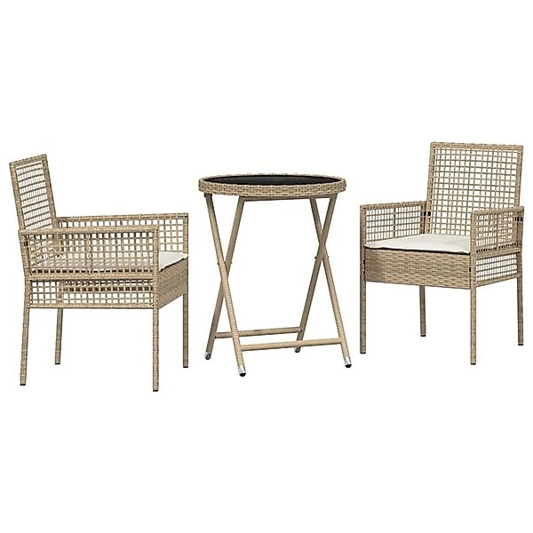 vidaXL Garten Bistro Set 3-Tlg Beige Poly Rattan 3334966 günstig online kaufen