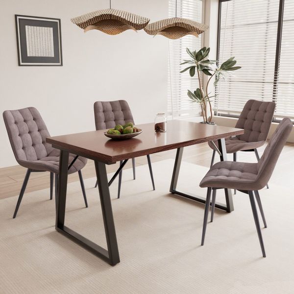 HOMAVO Essgruppe mit Samtstühlen & Esstisch günstig online kaufen