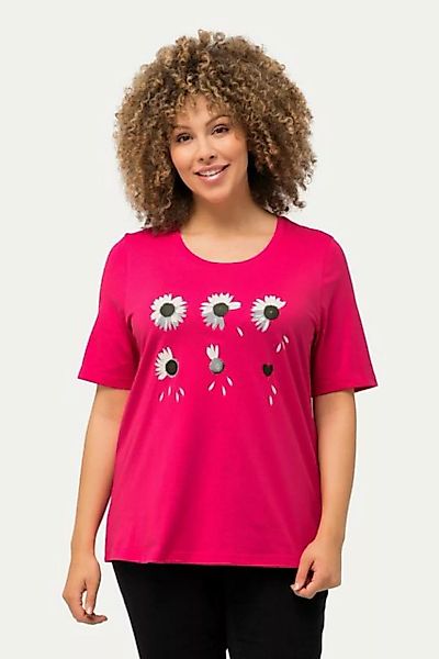 Ulla Popken T-Shirt T-Shirt Blüten Classic Rundhals Halbarm günstig online kaufen