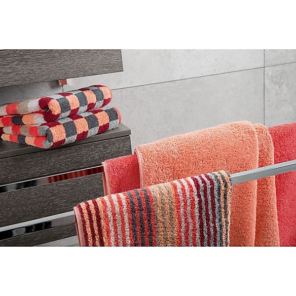 Cawö - Unique Karo 942 - Farbe: koralle - 22 - Waschhandschuh 16x22 cm günstig online kaufen