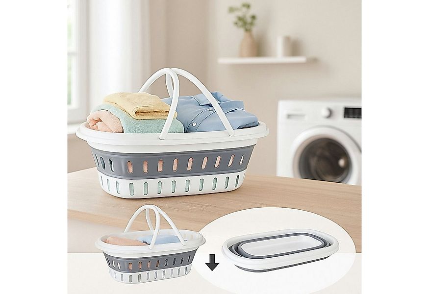 Koopman Wäschekorb Wäschewanne Kunststoff Weiß Klappbar 1/2/4er Set (1 St), günstig online kaufen