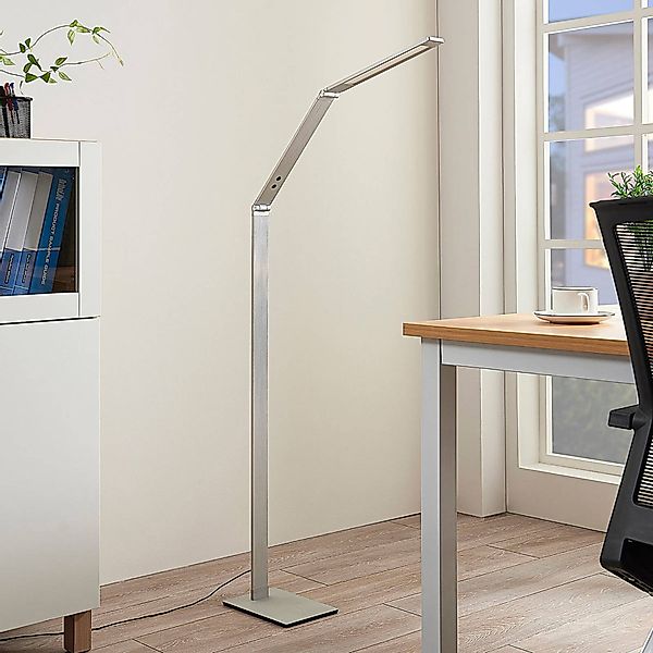 Lucande LED-Stehleuchte Nicano, grau, Metall, CCT, 125cm günstig online kaufen