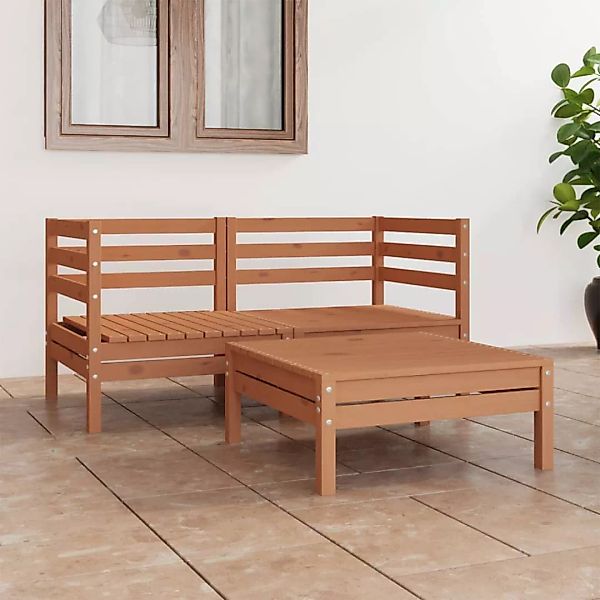 3-tlg. Garten-lounge-set Honigbraun Massivholz Kiefer günstig online kaufen