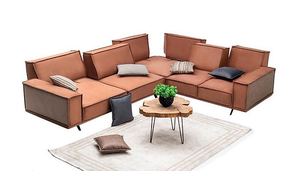 JVmoebel Ecksofa Braun Couch Sofa Ecksofa Lounge Wohnraumsofa Wohnzimmer, 1 günstig online kaufen