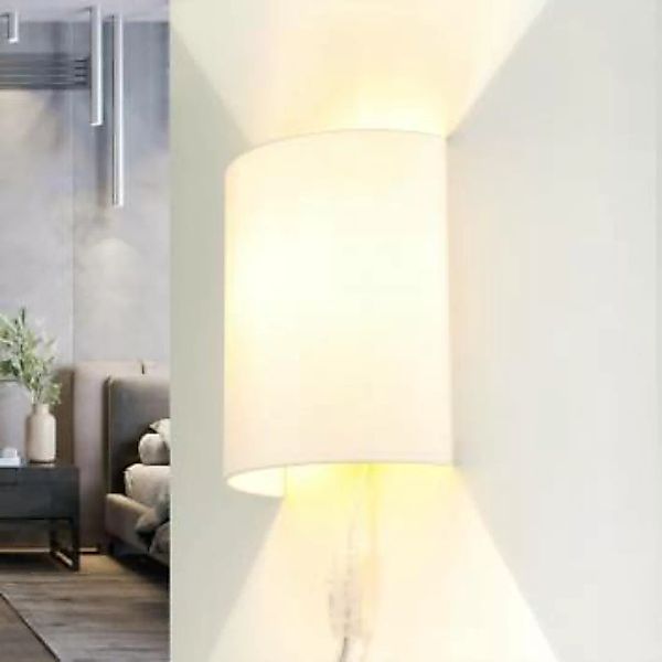 Stoff Wandlampe mit Kabel Schalter Weiß ALICE günstig online kaufen