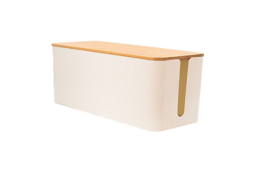 Intirilife Kabelbox, Kabelbox mit Bambusdeckel in Weiß Kabelmanagement Box günstig online kaufen