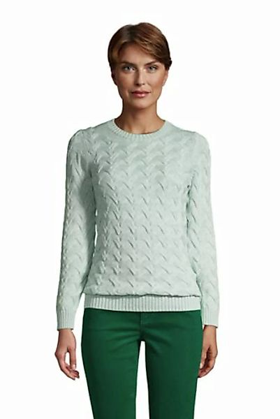 Zopfmuster-Pullover DRIFTER, Damen, Größe: L Normal, Grün, Baumwolle, by La günstig online kaufen
