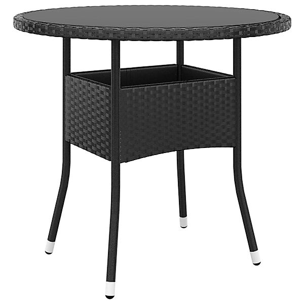 vidaXL Gartentisch Ø80x75 cm Hartglas und Poly Rattan Schwarz 310604 günstig online kaufen