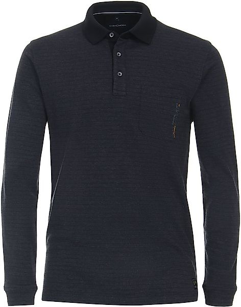 Casa Moda Longsleeve Poloshirt Streifen Navy - Größe M günstig online kaufen