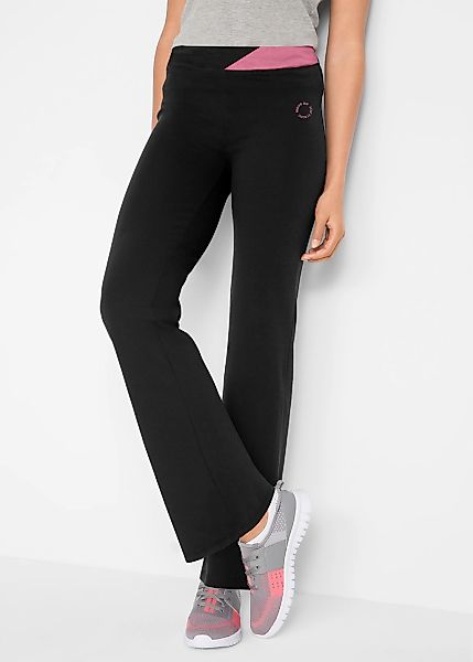 bonprix Sporthose aus Baumwolle mit Stretch, Bootcut-Design, Slim fit Passf günstig online kaufen