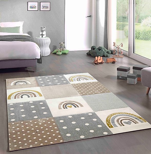 Carpetia Kinderteppich Kinderteppich Kinderzimmer Regenbogen creme günstig online kaufen
