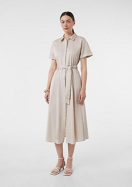 Comma Maxikleid Midikleid aus Popeline mit Hemdkragen und Bindegürtel günstig online kaufen