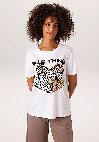 Aniston CASUAL T-Shirt mit Herzen, Animal-Drucken und Statement-Schriftzug günstig online kaufen