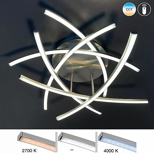 LED-Deckenlampe Cross Tunable White, 6-fl, nickel günstig online kaufen