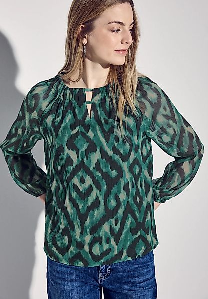 STREET ONE Chiffonbluse, mit grafischem Muster und Raffungen am Kragen günstig online kaufen