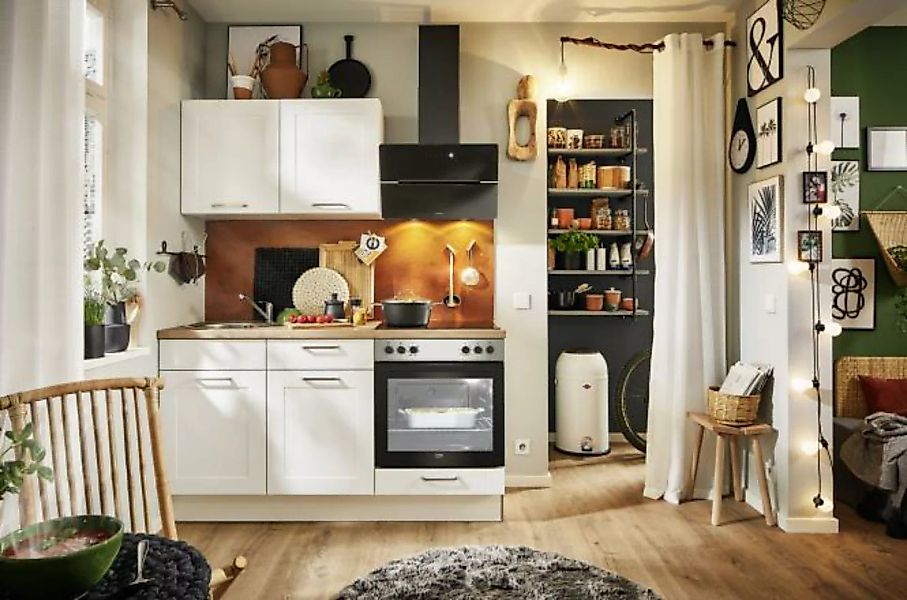 Küchenzeile 160cm Landhausküche inkl. E-Geräte + Zubehör PKW 516002 von Pin günstig online kaufen