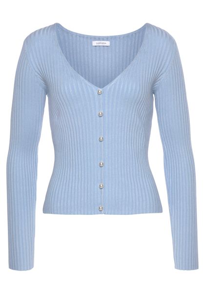 LASCANA V-Ausschnitt-Pullover mit Zierperlen, figurbetonter Strickpullover, günstig online kaufen