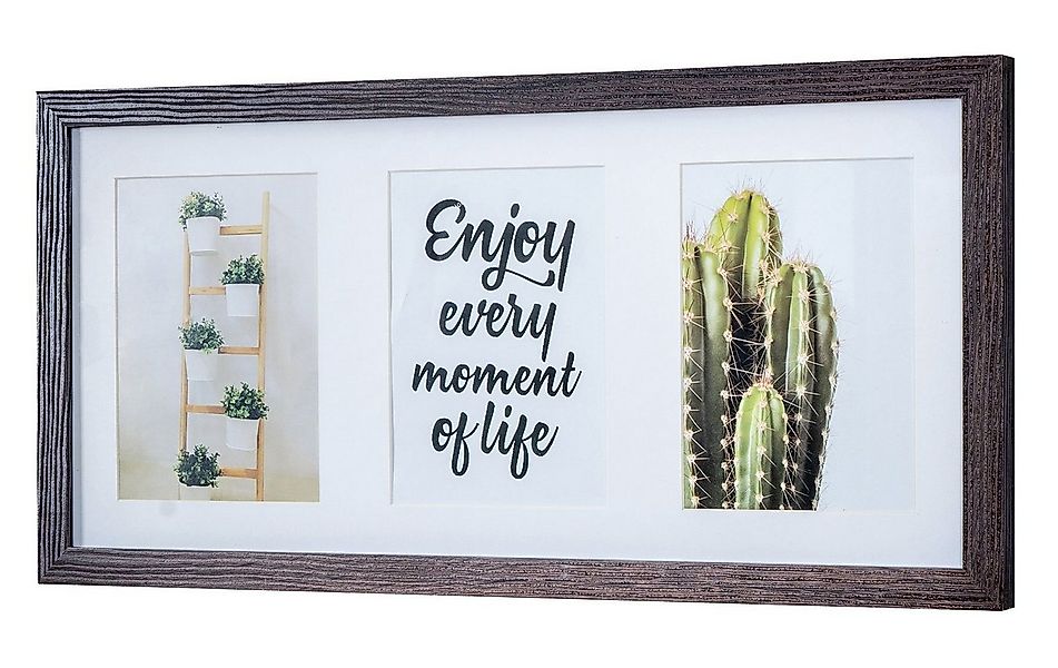 Levandeo® Bilderrahmen, Bilderrahmen für 3 Fotos 13x18cm Eiche Braun Holz P günstig online kaufen
