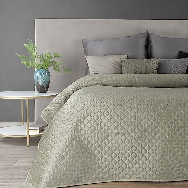 Eurofirany Tagesdecke Gesteppte Decke Velours Karomuster Weicher Überwurf, günstig online kaufen