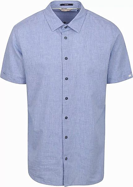 No Excess Short Sleeve Hemd Leinen Blau - Größe L günstig online kaufen