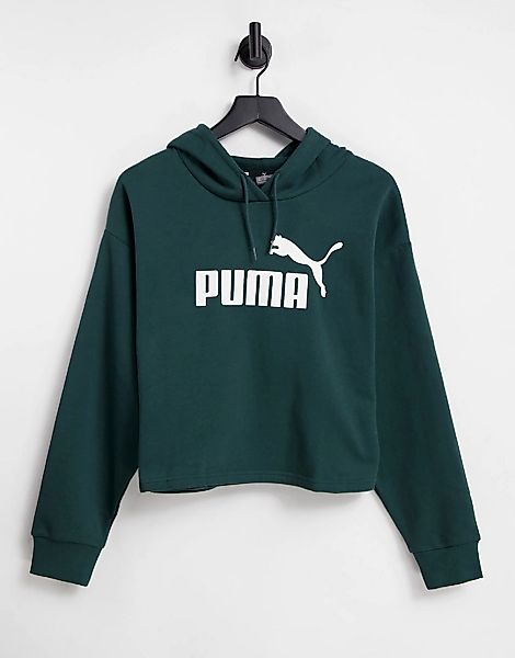Puma Plus – Essentials – Kurzer Kapuzenpullover in Dunkelgrün günstig online kaufen