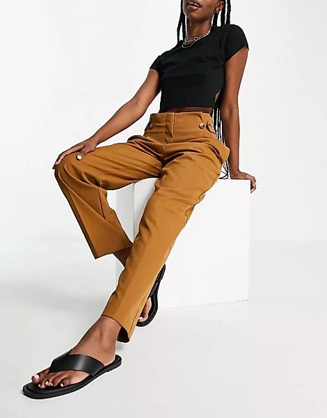 Selected Femme – Elegante Hose aus recyceltem Material in Braun mit hohem B günstig online kaufen