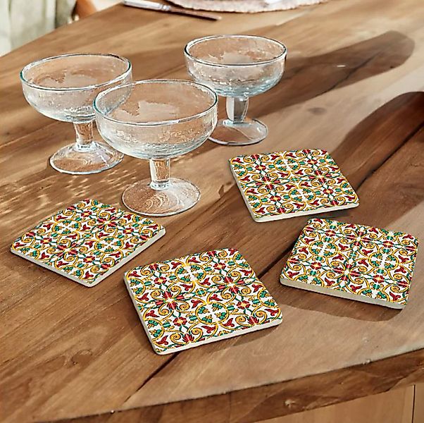 queence Getränkeuntersetzer "Bunte Mosaik Fliesen Steine" Mosaik Set Topfun günstig online kaufen