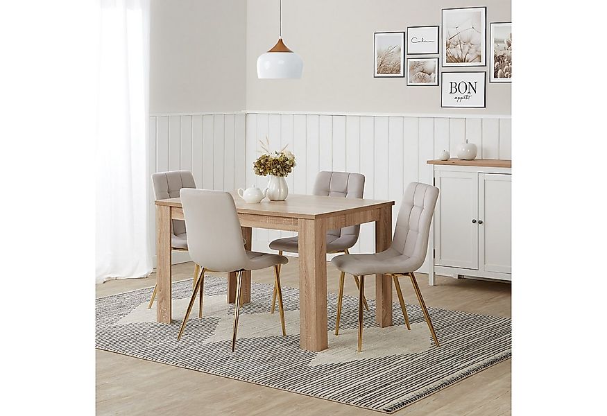 Homestyle4u Essgruppe Esstisch 80x120 bis 80x153 erweiterbar 4 Stühle Grau günstig online kaufen