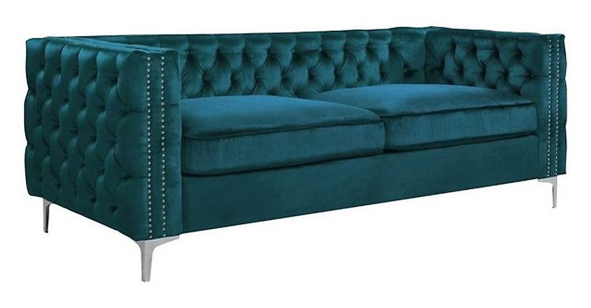 Xlmoebel Chesterfield-Sofa Türkis Chesterfield Couch, Luxus Samtstoff, Sofa günstig online kaufen