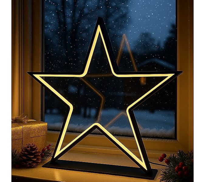 abc HOME LED Stern Fensterdeko, LEDs, Metall, schwarz, elektrisch, Ohne Dim günstig online kaufen