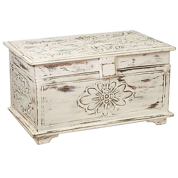 Oriental Galerie Truhe Weiße Truhe Blumen günstig online kaufen