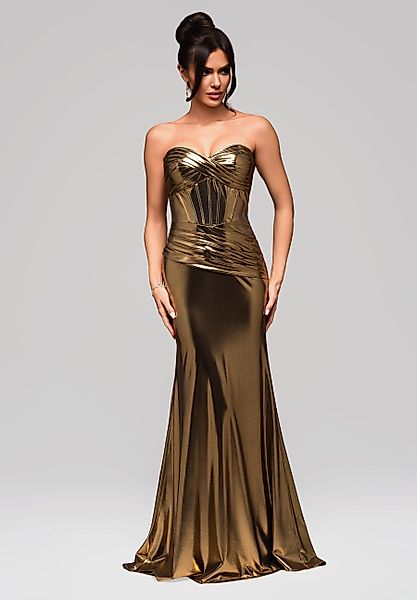 OMBRE Abendkleid Goldenes Abendkleid im Metallic-Look günstig online kaufen