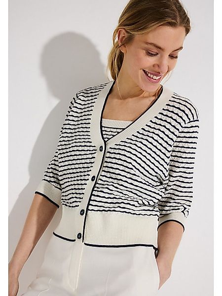 MORE&MORE Strickjacke fein gestreifte Halbarm-Strickjacke günstig online kaufen