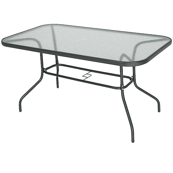 Outsunny Bistrotisch Gartentisch Glasplatte Schirmloch Hartglas Metall Carb günstig online kaufen