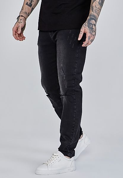 Siksilk Slim-fit-Jeans SikSilk Herren Schwarze Distressed günstig online kaufen