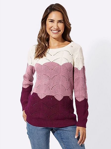 Sieh an! Strickpullover Rundhals-Pullover Langarm Ajour günstig online kaufen