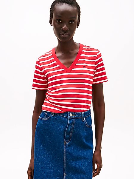 Tommy Hilfiger T-Shirt "SLIM CODY V-NK SS mit V-Ausschnitt und Streifen" Ba günstig online kaufen