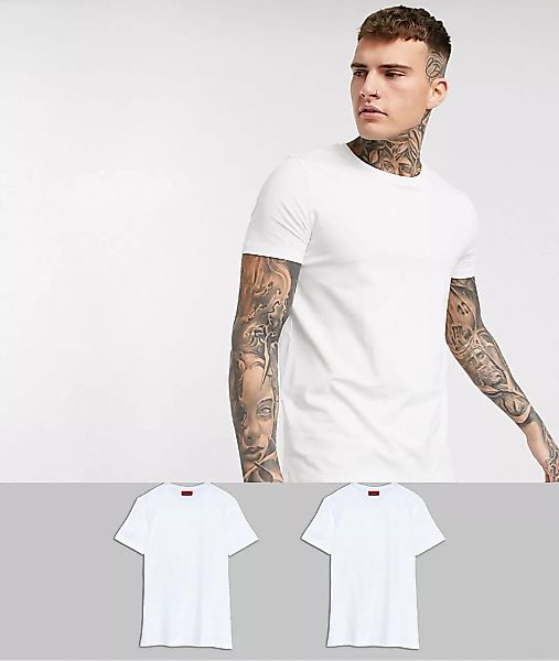 HUGO – 2er-Pack T-Shirts mit Rundhalsausschnitt in Weiß günstig online kaufen