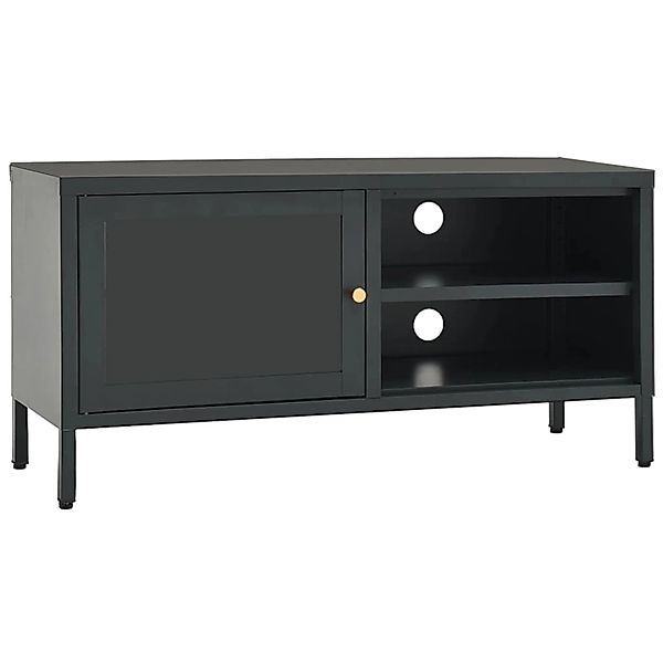 Tv-schrank Anthrazit 90x30x44 Cm Stahl Und Glas günstig online kaufen