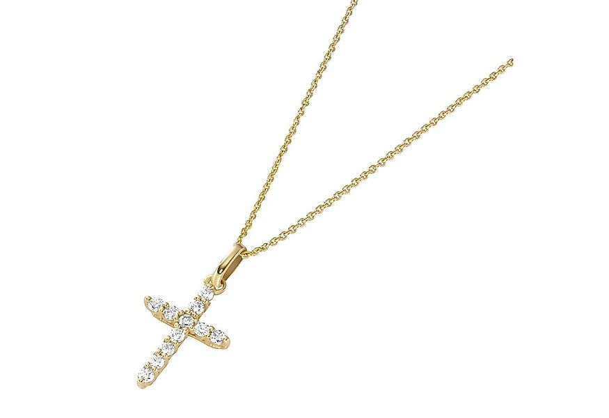 Luigi Merano Kette mit Anhänger Kreuz mit Brillanten, Gold 585 günstig online kaufen